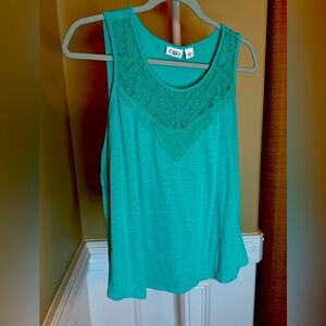 Women's CATO’s Turquoise Lace Detail sleeveless Top